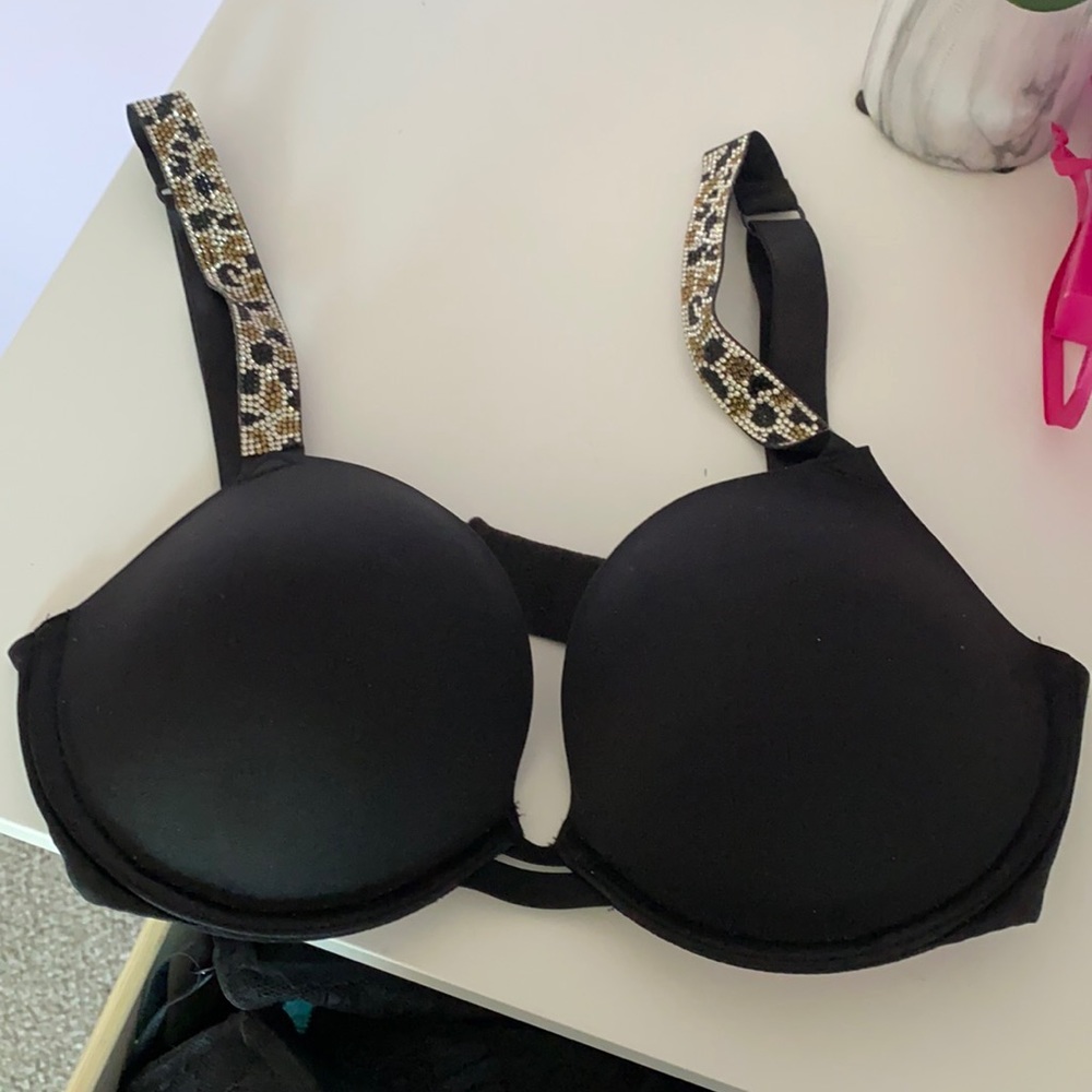 Black Victoria secret rhinestone bra
